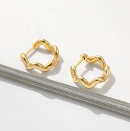 Punk Fashion Twist Gold Colour Metal Small Hoop Earring for Woman Trendy Irregular Round Cartilage Earrings Female Jewellery Gifts