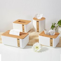 Tissue Boxes & Napkins Wooden Plastic Box Solid Wood Napkin Holder Stylish Bamboo Covered Towel Case Simple Fashion Household Carton For Car