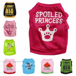 10 Colours Cotton Dog Apparel Sublimation Shirts Pet Clothes Ventilation Doggy Slogan Costume Cute Heart Vest for Small Dogs T-Shirt L Spoiled Princess Sweet A47