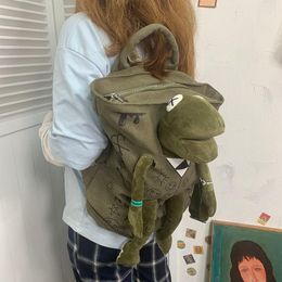 Men's Trendy Cool Graffiti Canvas Backpack Man Original Street Fashion Frog Doll School Bag Unisex Casual236t