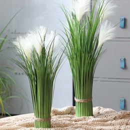 60cm 5Head Wedding Tree Large Artificial Plants Tropical Fake Reed Green Onion Grass Silk Foxtail Bulrush For Home Wedding Decor 210624