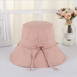 Japanese temperament big brim fisherman hat Summer sunscreen sunshade female vacation sun hat caps Wide Brim Hats