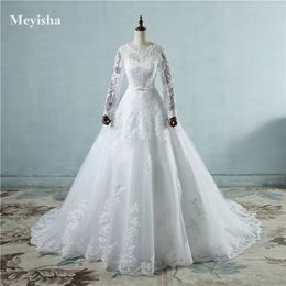 ZJ9065 2021 White Ivory Ball Gown Wedding Dresses Big Good Quality Appliqued Lace Tulle Girl Princess Size 2-26W