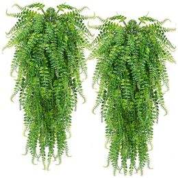 artificial ferns for outdoors Canada - Novelty Items 2 Pcs Artificial Hanging Ferns Plants Vine Fake Ivy Boston Fern Plant Outdoor UV Resistant Plastic