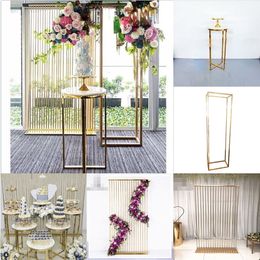 4PCS Luxury Fashion Wedding Floral Backdrops Decoration Column Pillar Screen Frame Plinth Flower Table Birthday Party Cake Cupcake Stand Dessert Holder