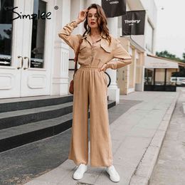 Office lady khaki autumn winter High street fashion long sleeve female suits V-neck chic pocket women sets 210414