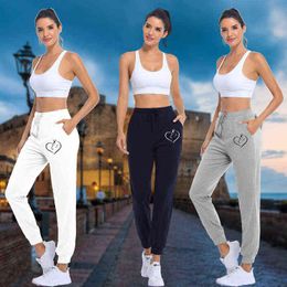 Women's New Love Horse Shape Printed Sports Pants Casual Design Drawstring Sweatpants Ladies Loose Sweatpants Jogging Pants Y211115