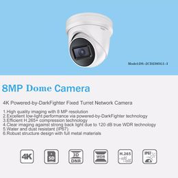 IP Camera Email Photo DS-2CD2385G1-I 8MP Onvif Mini POE White and black CCTV DarkFighter Outdoor Surveillance Video Dome