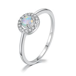 Cluster Rings Amazing OPAL STONE For Women Silver Colour Round Midi Finger Ring Gift Girls Fashion Jewellery R848