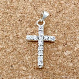 50pcs / 1 lots 30x15mm clear Rhinestone Cross Charm pendants For Jewelry Making Bracelet Necklace Findings