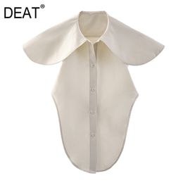 Summer Fashion Women Peter Pan Collar Sleeveless Single Breasted Backless Shirt Female Sexy Top WP03600L 210421