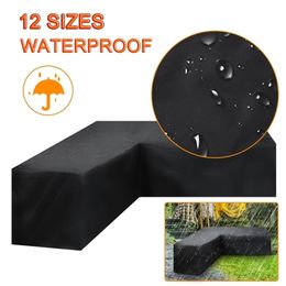 12 sizes Garden Rattan Corner Furniture Cover Outdoor V Shape L Patio Waterproof Sofa Protective Set 211116