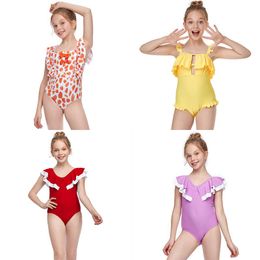 One-Pieces 2-12Y Fashion Baby Girls One-piece Swimsuit Cute Bow/Ruffle Little Girl Bikini Toddler Swimwear Bathing Suit