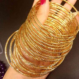10 Pieces Whole Thin Unopen Yellow Gold Filled Classic Style Womens Bangle Bracelet