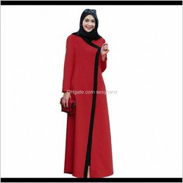 Ethnic Clothing Apparel Drop Delivery 2021 Solid Color Long Sleeve Dubai Islamic Women Open Kaftan Abaya Muslim Cardigan Jilbab Maxi Dress Ra