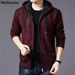 brand male Jumper winter warm Coat 7871 sweater coat men Winter Fleece Sweate Knitwear Cardigan Plus Size Knitted 211018