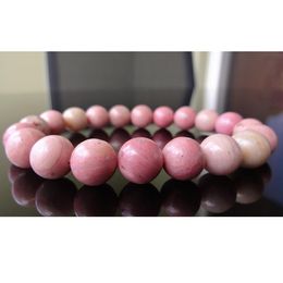 MG1154 Genuine 10 MM Argentinian Pink Rhodonite Bead Bracelet for Men Natural Grade Gemstone Men`s Bracelet