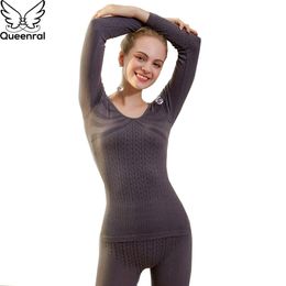 Queenral Thermal Underwear Women For Winter Long Johns Female Underwear Suit Thick Breathable Warm Clothing Thermal Underwears 211110