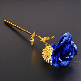 NEW24k Gold Foil Plated Rose Creative Gifts Lasts Forever Rose for Lover's Wedding Christmas Valentine day present Home Decoration LLB1