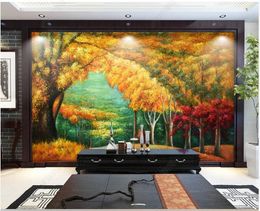 Custom wallpaper for walls 3d photo wallpapers murals Modern HD hand-painted European forest tree park trail oil painting background wall papers