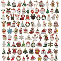 96pcs Santa Claus Snowman Tree Elk Charms for Necklace Bracelet Christmas Diy Jewellery Making Accessories Gift Party