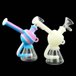 water smoking pipe glass hookah silicone hose joint dab rigs wax burner height 7.2" Christmas Gifts