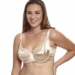 MiaoErSiDai Women Plus Size Bra Unlined Embroidery Satin Full Coverage Bra 36 38 40 42 44 C D DD DDD E F 210623