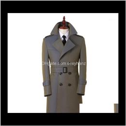Outerwear & Clothing Apparel Drop Delivery 2021 Mens Trench Coats Man Gradient England Coat Men Double Breasted Clothes Slim Fit Overcoat Cas