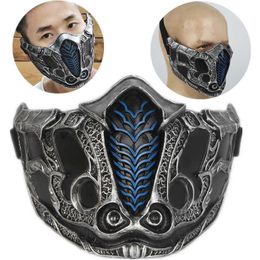 Movie Mortal Kombat Sub-Zero Ninja Cosplay Resin Face Mask Adult Halloween Party Masks Costume Props X0803