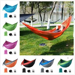 new 44 Colors 270*140cm Nylon Hammock Parachute Fabric Hammocks Travel Hiking Backpacking Camping Hammockes Swing Outdoor Bed EWF7881