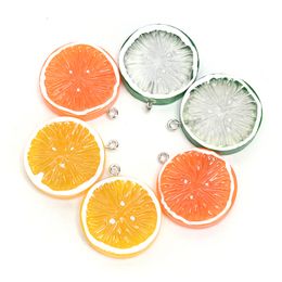 27mm 10pcs/pack Fruit Resin Earring Charms Cabochon Creative Round Keychain Necklace Pendant Jewlery Findings DIY