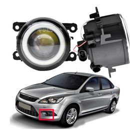 Fog Light Angel Eye 2x Car LED with lens Bulb FrontDRL Daytime Running For Ford Fiesta Van Box 2003-2009