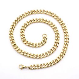 Men's 8MM Thick cuban Miami Chain four side Circular grinding Gold Silver Colour Stainless steel rapper Link Necklace Hip hop Jewellery Length 24inch