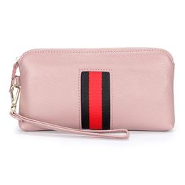 Leather Fashion Long Zipper Wallet With Wraist Strap Day Clutches Purse Wallets Pockets Pouch Card