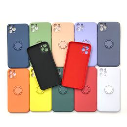 For iPhone12 11 pro Phone Cases Liquid Silicone Mini Full cover Max with Ring Holder
