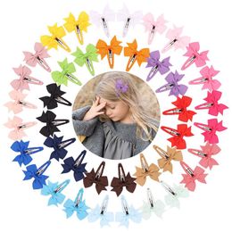 New 2.2inch Grosgrain Ribbon Solid Hair Bows With Clip For Girls Hair Clips Hairpins Snap Clips Kids Hair Accessories