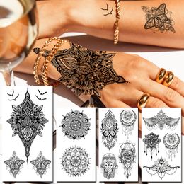 Owl Moth Jewellery Temporary Tattoo For Women Men Flower Tattoo Fake Pendants Geometric Tatoo Chest Back Lace