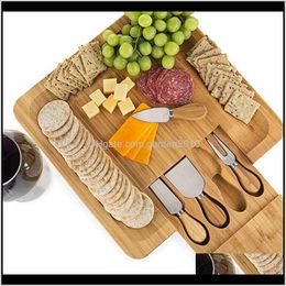 Tools Bamboo Cheese Board Set With Cutlery In Slideout Der Including 4 Stainless Steel Knife And Serving Utensils Wb3310 Wt39E Mlubv