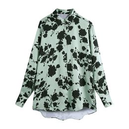 BLSQR Women Floral Print Blouse Shirt Vintage Lapel Long Sleeve Female Tops Girlish Style Ladies 210430