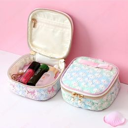 Cute Sanitary Napkin Storage Bag Mesh Embroidery Gradient Colour Travel Multifunctional Cosmetics Organisation Bag