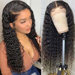 Black Medium Long Kinky Curly Middle Part Synthetic Lace Front Wigs for Woman With Babyhair Soft Heat Resistant Fibre Daily Wig