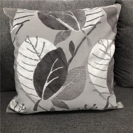 Decorative Cutting Velvet Cushion Cover Sofa Leaves Jacquard Grey Throw Pillowcase For Home Cushion/Decorative Pillow