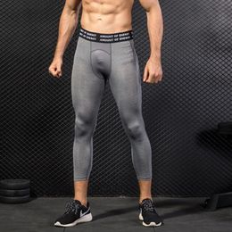 Men's Pants Man's Compression Tights Leggings Basketball Gym Sport Fitness Quick Dry Trousers Male Running Crossfit 3/4