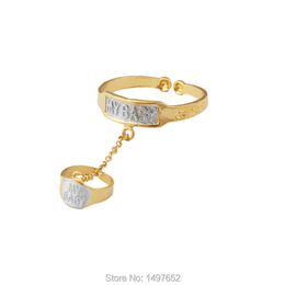 New Arrival Two Colours Bangles & Bracelets for Kids Gold Colour My Baby for Kid Baby Lovely Jewellery ,bracelet with Ring Q0720