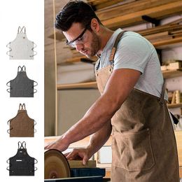 Aprons Canvas Apron Cafe Gardening Men And Women Restaurant Work Clothes Solid Colour Sleeveless Delantales De Cocina Para Mujer