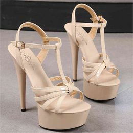 Sandals Sandals female summer catwalk Artefact model sexy waterproof platform 13CM15cm high heels stilettos 220309