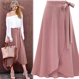arrival Autumn skirt high waist irregular open fork solid Fashion Mermaid causal wear soft fabric 1191 40 210427