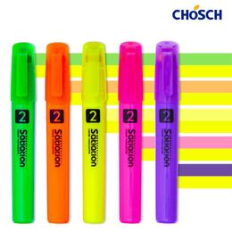 cs heads UK - Highlighters CHoSCH CS-8111 Double Heads Highlighters, Chisel Tip, Assorted Colors, 5-Count, Wide Line, Thin Line And Doule Lines.