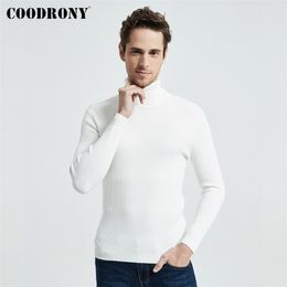 COODRONY Christmas Sweater Men Clothes Winter Thick Warm Casual Knitwear Turtleneck Pullover Classic Pure Color Jumper 8253 210813
