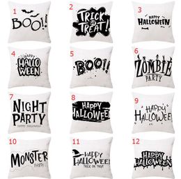 White 12 styles decorative pillow covers for christmas Halloween pillows 45*45CM home gift sofa leaning tattoo fleece pillowcase Cushion Textiles without inner